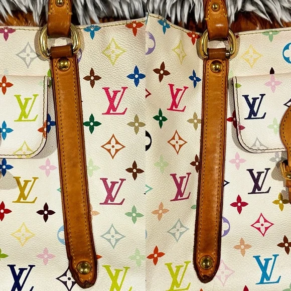 LOUIS VUITTON White Monogram Multicolore Aurelia MM Tote Bag - Picture 7 of 16